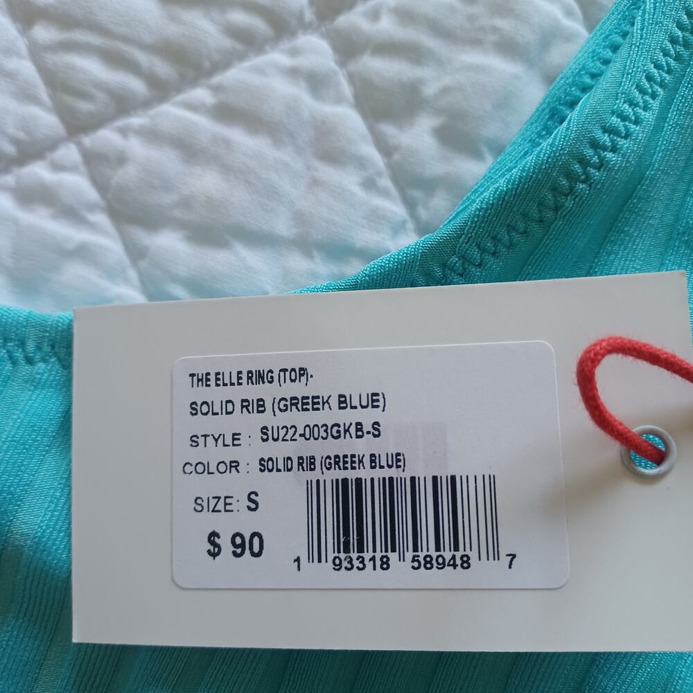 Solid & Striped The Elle Ring Ribbed Bikini Greek Blue Small NWT - Picture 2 of 8